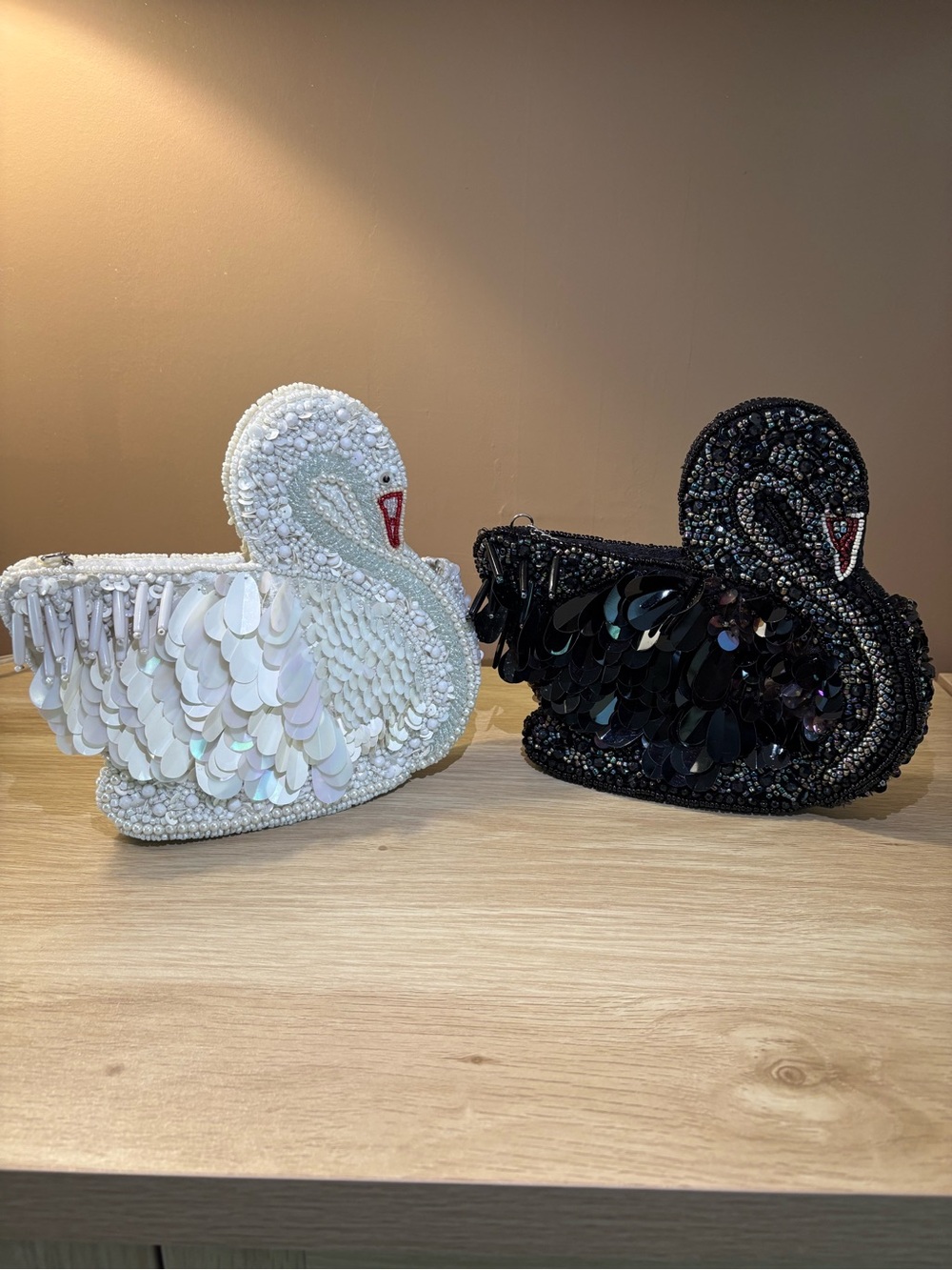 Viral Beaded Swan Duo! Black & White swan!